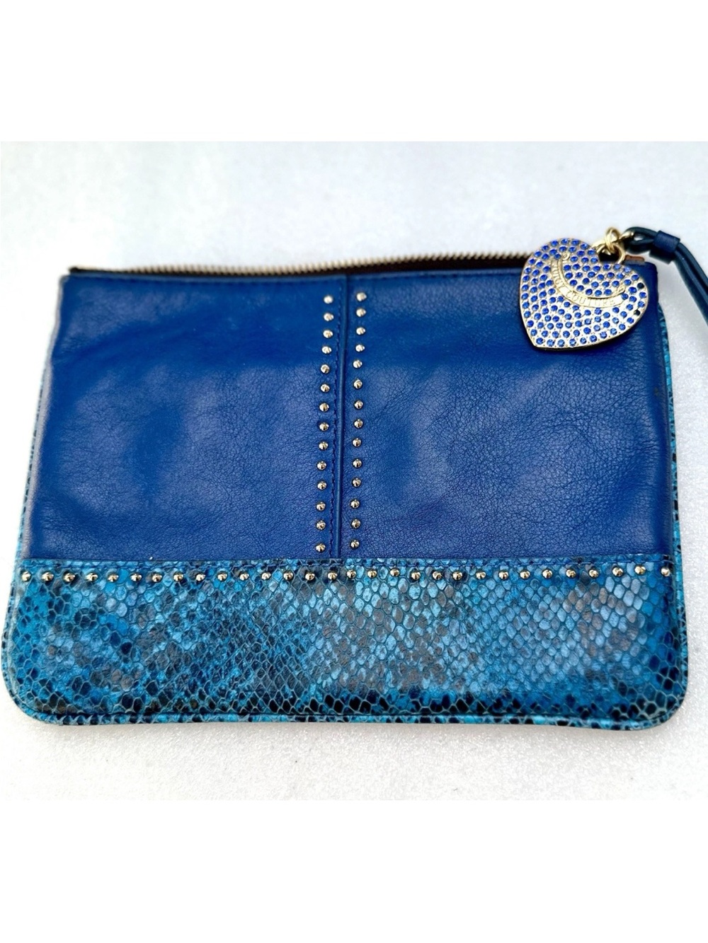 Juicy couture Goat Cow leather wristlet, Clutch, iPad Case LIKE NU studded Heart